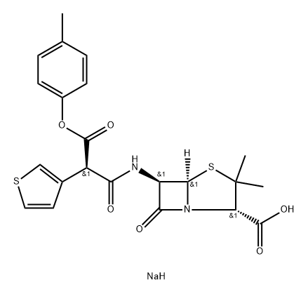 6α-[[(R)-3-(4-Methylphenoxy)-1,3-dioxo-2-(3-thienyl)propyl]amino]penicillanic acid sodium salt,59070-06-3,结构式