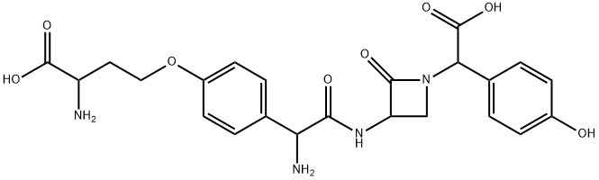 3-[[アミノ[4-(3-アミノ-3-カルボキシプロポキシ)フェニル]アセチル]アミノ]-α-(4-ヒドロキシフェニル)-2-オキソ-1-アゼチジン酢酸 化学構造式