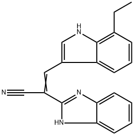 1H-Benzimidazole-2-acetonitrile,alpha-[(7-ethyl-1H-indol-3-yl)methylene]-(9CI) 化学構造式