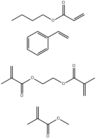 2-甲基-2-丙烯酸-1,2-乙二酯与2-丙烯酸丁酯、乙烯基苯和2-甲基-2-丙烯酸甲酯的聚合物 结构式