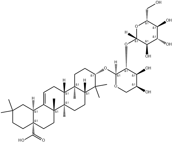 oleanolic acid-3-O-β-D-glucopyranosyl (1→2)-α-L-arabinopyranoside Structure