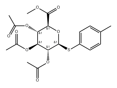 Tolyl 2,3,4-tri-O-acetyl-1-thio-beta-D-glucuronic acid methyl ester, Thiocresyl 2,3,4-tri-O-acetyl-beta-D-glucuronic acid methyl ester 化学構造式