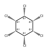 1α,2α,3α,4α,5α,6α-ヘキサクロロシクロヘキサン 化学構造式