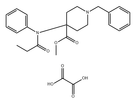 1-Benzyl-4-(methoxy carbonyl)-4-[1(1-oxopropyl)phenylamino] piperidine oxalate Struktur