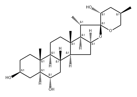 (23R,25R)-5α-Spirostane-3β,6α,23-triol Structure