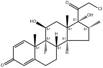 Pregna-1,4-diene-3,20-dione, 21-chloro-9-fluoro-11,17-dihydroxy-16-methyl-, (11β,16α)- (9CI) Struktur