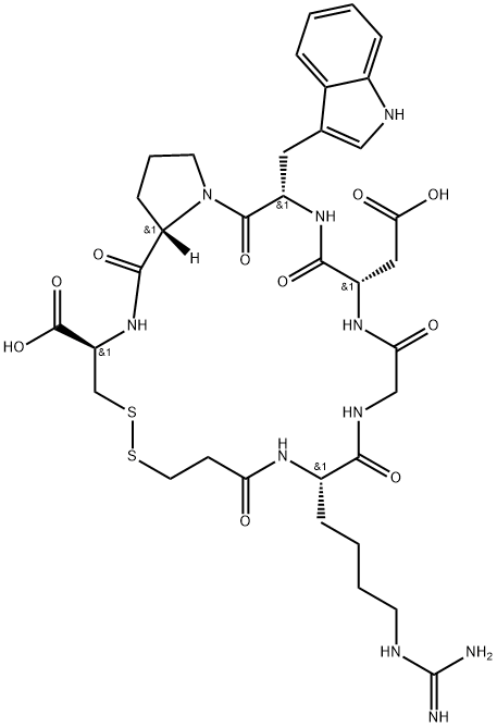 Eptifibatide impurity 3/Deamidated Eptifibatide Impurity/(3R,11S,17S,20S,25aS)-20-((1H-indol-3-yl)Methyl)-17-(carboxymethyl)-11-(4-guanidinobutyl)-1,9,12,15,18,21-hexaoxodocosahydro-1H-pyrrolo[2,1-g][1,2,5,8,11,14,17,20]dithiahexaazacyclotricosine-3-carbo Structure