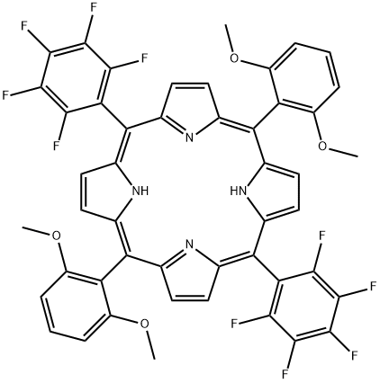 21H,23H-Porphine, 5,15-bis(2,6-dimethoxyphenyl)-10,20-bis(pentafluorophenyl)- Struktur