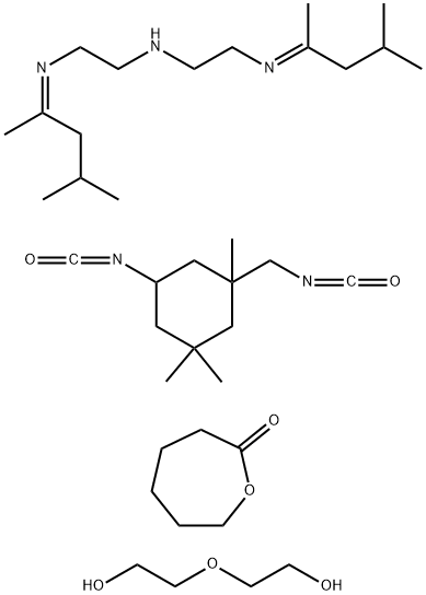 2-Oxepanone, polymer with N-(1,3-dimethylbutylidene) -N'-[2-[(1,3-dimethylbutylidene)amino]ethyl]-1,2 -ethanediamine, 5-isocyanato-1-(isocyanatomethyl) -1,3,3-trimethylcyclohexane and 2,2'-oxybis[ethanol] 结构式