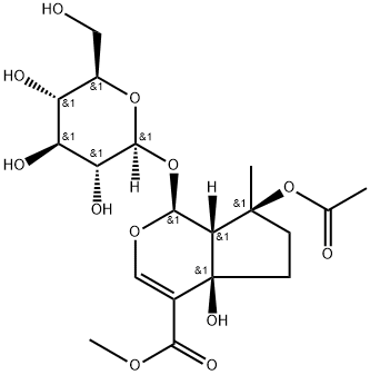 (1S)-7α-Acetoxy-1α-(β-D-glucopyranosyloxy)-1,4a,5,6,7,7aα-hexahydro-4aα-hydroxy-7-methylcyclopenta[c]pyran-4-carboxylic acid methyl ester,62421-28-7,结构式