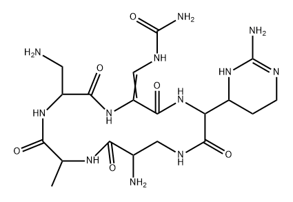 シクロ[A2pr-Ala-A2pr-2-(アミノカルボニルアミノメチレン)Gly-2-(2-イミノヘキサヒドロピリミジン-4-イル)Gly-] 化学構造式