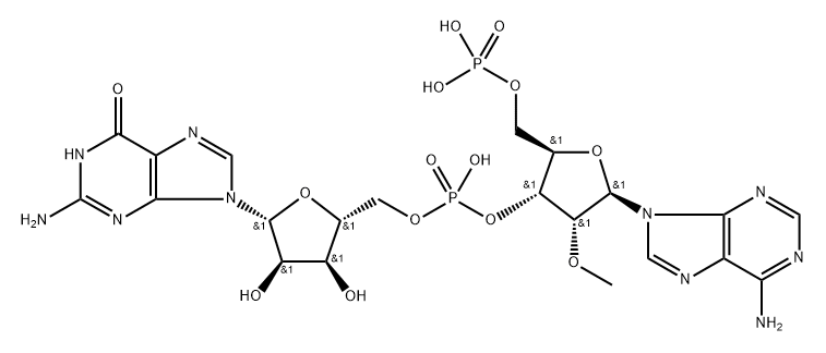 Guanosine, 2'-O-methyl-5'-O-phosphonoadenylyl-(3'→5')- Struktur