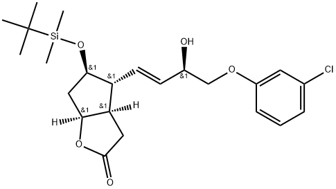 2H-Cyclopenta[b]furan-2-one, 4-[4-(3-chlorophenoxy)-3-hydroxy-1-butenyl]-5-[[(1,1-dimethylethyl)dimethylsilyl]oxy]hexahydro-, [3aR-[3aα,4α(1E,3R*),5β,6aα]]- (9CI),63115-05-9,结构式