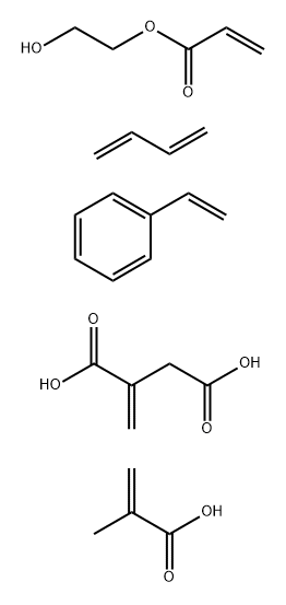 亚甲基丁二酸与1,3-丁二烯、乙烯基苯、2-丙烯酸-2-羟基乙基酯和2-甲基-2-丙烯酸的聚合物,63251-47-8,结构式