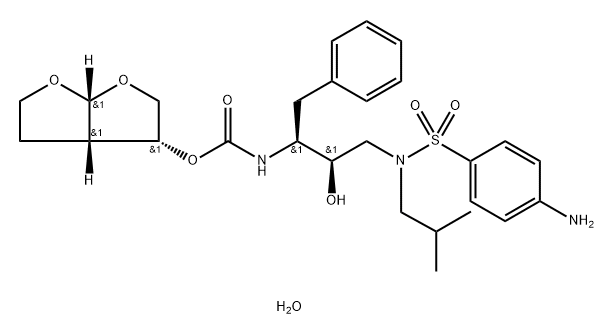 Carbamic acid, [(1S,2R)-3-[[(4-aminophenyl)sulfonyl](2-methylpropyl)amino]-2-hydroxy-1-(phenylmethyl)propyl]-, (3R,3aS,6aR)-hexahydrofuro[2,3-b]furan-3-yl ester, hydrate (9CI)|