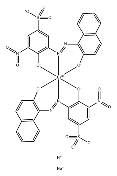 Chromate(3-),bis[4-(hydroxy-kO)-3-[[2- (hydroxy-kO)-1-naphthalenyl]azo-kN1]-5- nitrobenzenesulfonato(3-)]-,disodium hydrogen Structure