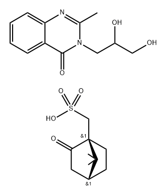 (1S)-2-oxobornane-10-sulphonic acid, compound with 3-(2,3-dihydroxypropyl)-2-methylquinazolin-4(3H)-one (1:1) Structure