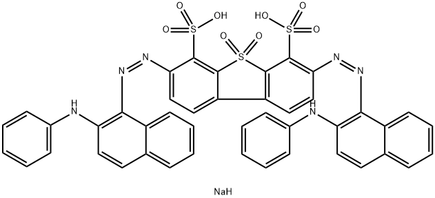 4,6-Dibenzothiophenedisulfonic acid, 3,7-bis[[2-(phenylamino)-1-naphthalenyl]azo]-, 5,5-dioxide, disodium salt Structure
