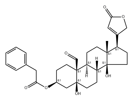 5,14-Dihydroxy-19-oxo-3β-[(phenylacetyl)oxy]-5β-card-20(22)-enolide Struktur