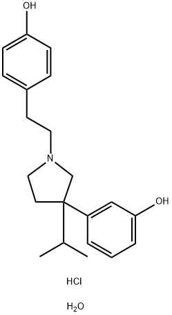Phenol, 3-[1-[2-(4-hydroxyphenyl)ethyl]-3-(1-methylethyl)-3-pyrrolidinyl]-, hydrochloride, monohydrate (9CI) Struktur