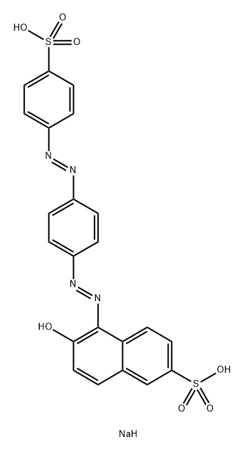 6-ヒドロキシ-5-[[4-[(4-ソジオスルホフェニル)アゾ]フェニル]アゾ]ナフタレン-2-スルホン酸ナトリウム 化学構造式