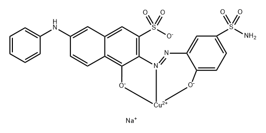 Cuprate(1-), [3-[2-[5-(aminosulfonyl)-2-(hydroxy-κO)phenyl]diazenyl-κN1]-4-(hydroxy-κO)-7-(phenylamino)-2-naphthalenesulfonato(3-)]-, sodium (1:1) Struktur