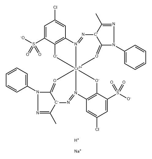 二[5-氯-3-[(4,5-二氢-3-甲基-5-氧代-1-苯基-1H-吡唑-4-基)偶氮]-2-羟苯磺酸根合]铬酸氢二钠, 6408-26-0, 结构式