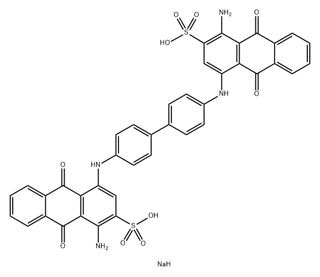 2-Anthracenesulfonic acid, 4,4'-([1,1'-biphenyl]-4,4'-diyldiimino)bis[1-amino-9,10-dihydro-9,10-dioxo-, disodium salt Struktur