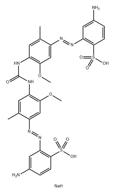 Benzenesulfonic acid, 2,2'-[carbonylbis[imino(5-methoxy-2-methyl-4,1-phenylene)azo]]bis[4-amino-, disodium salt Struktur