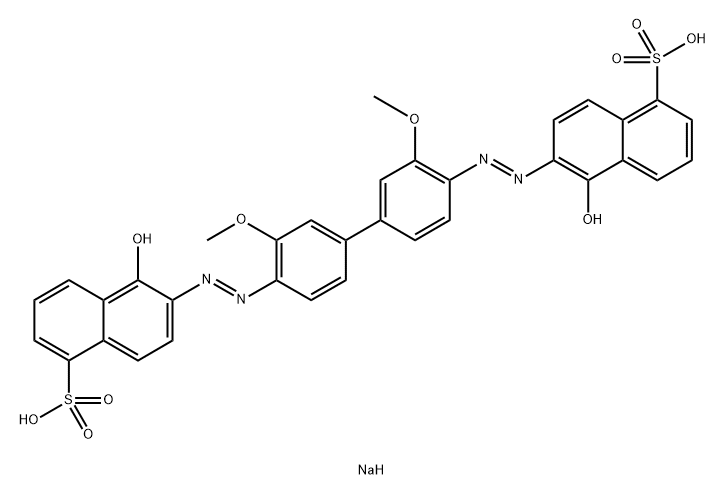 1-Naphthalenesulfonic acid, 6,6'-[(3,3'-dimethoxy[1,1'-biphenyl]-4,4'-diyl)bis(azo)]bis[5-hydroxy-, disodium salt 化学構造式