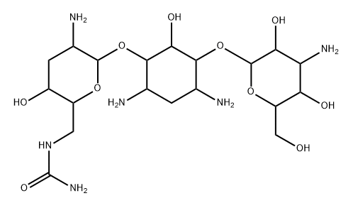 4-O-[2-Amino-6-[(aminocarbonyl)amino]-2,3,6-trideoxy-α-D-ribo-hexopyranosyl]-6-O-(3-amino-3-deoxy-α-D-glucopyranosyl)-2-deoxy-D-streptamine,64332-35-0,结构式