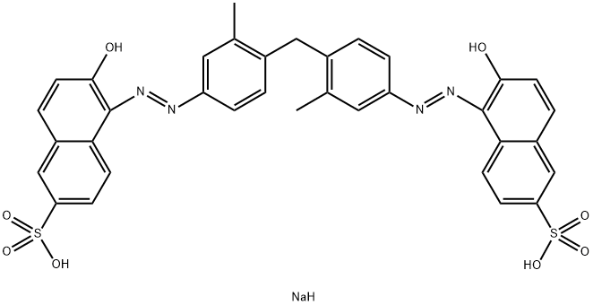 2-Naphthalenesulfonic acid, 5,5'-[methylenebis[(3-methyl-4,1-phenylene)azo]]bis[6-hydroxy-, disodium salt,6459-66-1,结构式