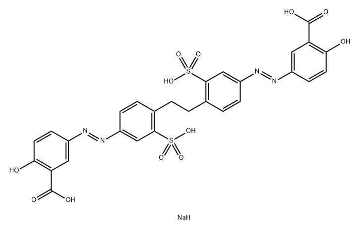 Benzoic acid, 3,3'-[1,2-ethanediylbis[(3-sulfo-4,1-phenylene)azo]]bis[6-hydroxy-, tetrasodium salt Struktur