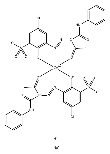 Cobaltate(3-), bis[5-chloro-2-(hydroxy-κO)-3-[[2-(oxo-κO)-1-[(phenylamino)carbonyl]propyl]azo-κN1]benzenesulfonato(3-)]-, disodium hydrogen|