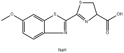 4-Thiazolecarboxylic acid, 4,5-dihydro-2-(6-methoxy-2-benzothiazolyl)-, sodium salt (1:1) 化学構造式