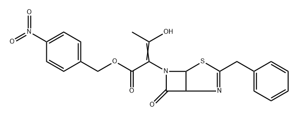 4-Thia-2,6-diazabicyclo[3.2.0]hept-2-ene-6-acetic acid, α-(1-hydroxyethylidene)-7-oxo-3-(phenylmethyl)-, (4-nitrophenyl)methyl ester Structure