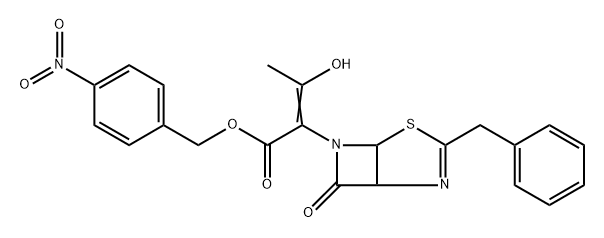 4-Thia-2,6-diazabicyclo[3.2.0]hept-2-ene-6-acetic acid, α-(1-hydroxyethylidene)-7-oxo-3-(phenylmethyl)-, (4-nitrophenyl)methyl ester Struktur