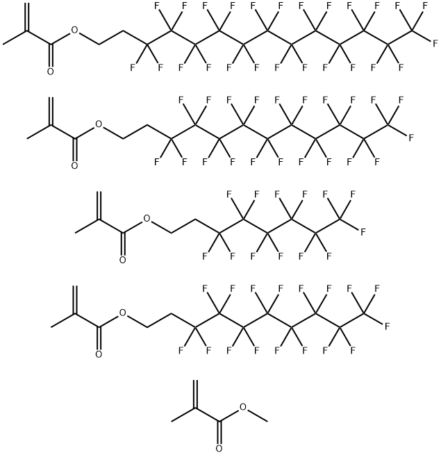 3,3,4,4,5,5,6,6,7,7,8,8,9,9,10,10,11,11,12,12,12-Heneicosafluorododecyl 2-methyl-2-propenoate polymer with 3,3,4,4,5,5,6,6,7,7,8,8,9,9,10,10,10-heptadecafluorodecyl 2-methyl-2-propenoate, methyl 2-methyl-2-propenoate, 3,3,4,4,5,5,6,6,7,7,8,8,9,9,10,10,11,|