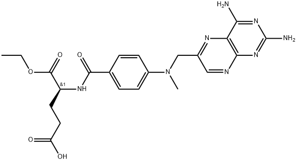L-Glutamic acid, N-[4-[[(2,4-diamino-6-pteridinyl)methyl]methylamino]benzoyl]-, 1-ethyl ester 化学構造式