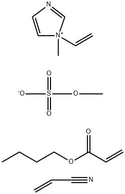 1H-Imidazolium, 1-ethenyl-1-methyl-, methyl sulfate, polymer with butyl 2-propenoate and 2-propenenitrile Struktur