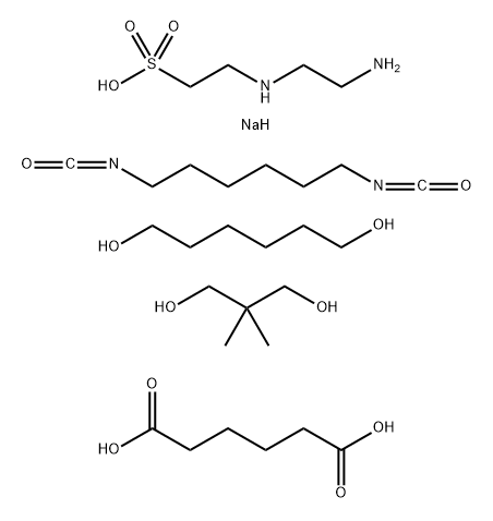 Hexanedioic acid, polymer with 2-[(2-aminoethyl)amino]ethanesulfonic acid monosodium salt, 1,6-diisocyanatohexane, 2,2-dimethyl-1,3-propanediol and 1,6-hexanediol Structure