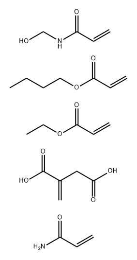Butanedioic acid, methylene-, polymer with butyl 2-propenoate, ethyl 2-propenoate, N-(hydroxymethyl)-2-propenamide and 2-propenamide,65379-27-3,结构式