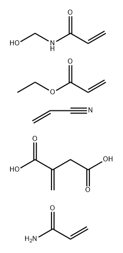 Butanedioic acid, methylene-, polymer with ethyl 2-propenoate, N-(hydroxymethyl)-2-propenamide, 2-propenamide and 2-propenenitrile Struktur