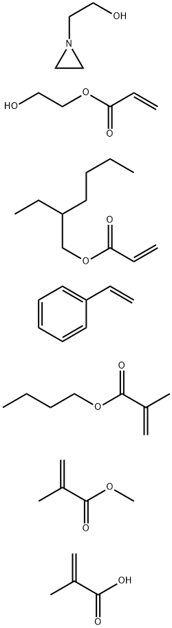 2-Propenoic acid, 2-methyl-, polymer with butyl 2-methyl-2-propenoate, ethenylbenzene, 2-ethylhexyl 2-propenoate, 2-hydroxyethyl 2-propenoate and methyl 2-methyl-2-propenoate, 1-aziridineethanol-terminated|