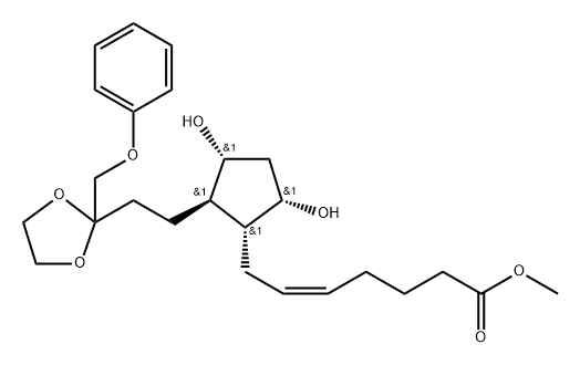 (Z)-7-[(1R)-3α,5α-ジヒドロキシ-2β-[2-(2-フェノキシメチル-1,3-ジオキソラン-2-イル)エチル]シクロペンタン-1α-イル]-5-ヘプテン酸メチル 化学構造式