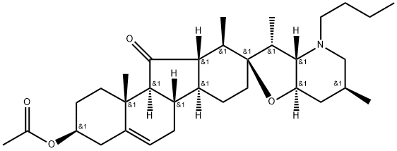 (13R)-3β-(Acetyloxy)-28-butyl-17,23β-epoxy-12β,13α-dihydroveratraman-11-one,66409-97-0,结构式