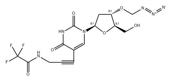 3'-O-(Azidomethyl)-2'-deoxy-5-[3-[(trifluoroacetyl)amino]-1-propyn-1-yl]-uridine Structure