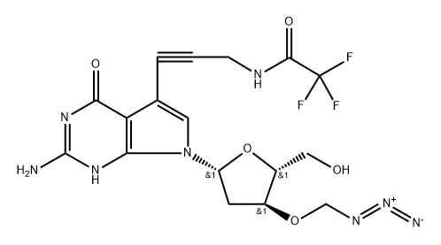 3′-Azidomethyl-7-TFA-ap-7-Deaza-dG Structure