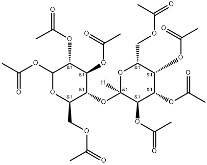 D-Glucopyranose, 4-O-(2,3,4,6-tetra-O-acetyl-α-D-galactopyranosyl)-, 1,2,3,6-tetraacetate Structure