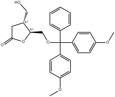 5'-O-(4,4'-dimethoxytrityl)-3'-hydroxymethyl-2'-deoxy-D-ribonolactone Struktur